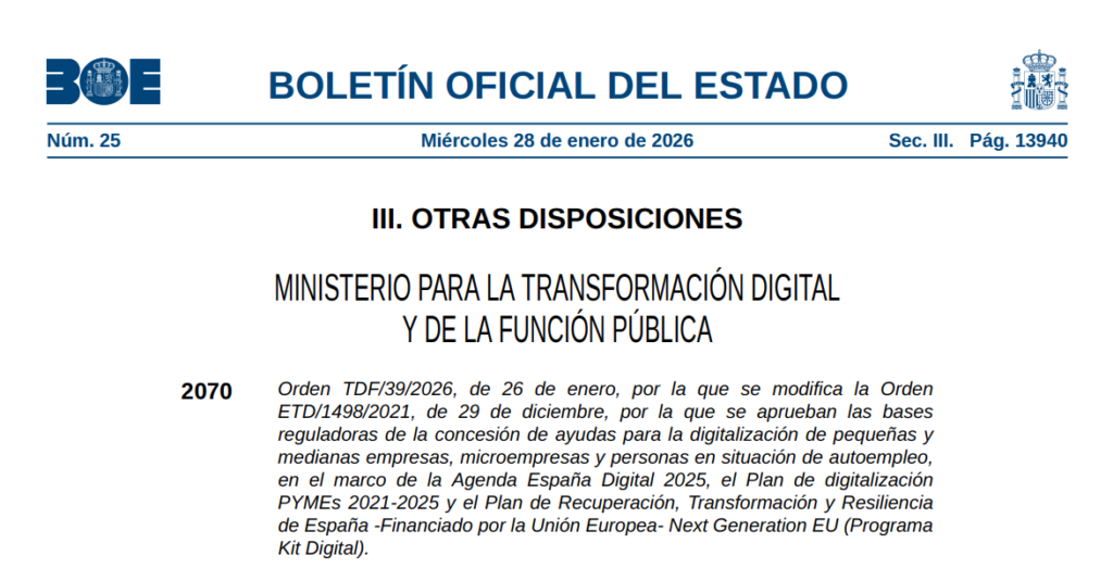 Captura del BOE-A-2026-2070, Orden TDF/39/2026